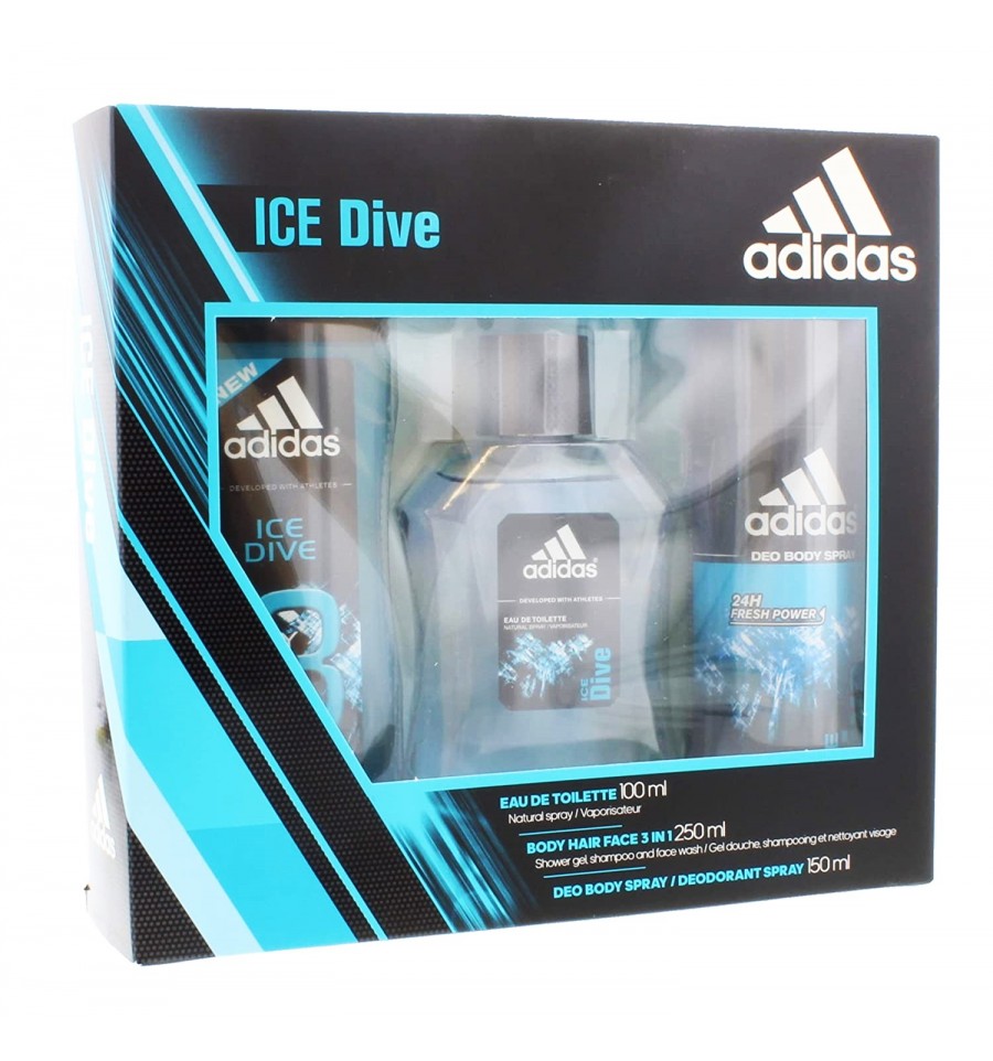 ADIDAS ICE DIVE EAU DE 100 ml + GEL 250 ml + DESODORANTE 150 ml Cosmetics & Co