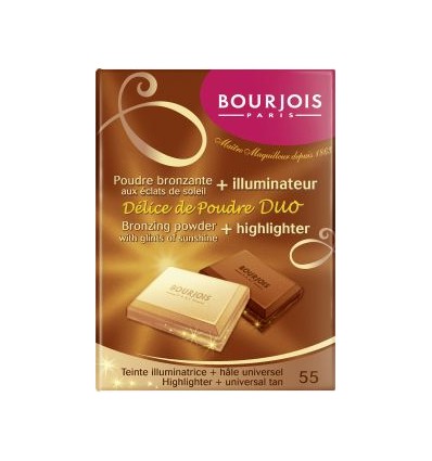 BOURJOIS DÚO polvo bronceador + iluminador chocolatina Nº 55