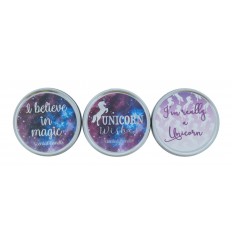 UNICORN pack 3 velas 125 g con aromas Granada, Gardenia y Fresa