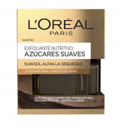 L'OREAL Exfoliante Nutritivo Azúcares Suaves 50 ml 3 azúcares suaves + Manteca de Cacao
