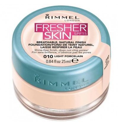 RIMMEL FRESHER SKIN SPF 15 BASE DE MAQUILLAJE 010 LIGHT PORCELIN 25 ML