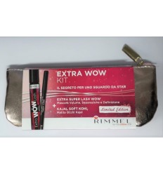 RIMMEL EXTRA WOW KIT MÁSCARA NEGRA + LÁPIZ OJOS + BOLSO