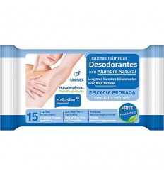 SALUSTAR TOALLITAS DESODORANTES CON ALUMBRE NATURAL 15 UNIDADES