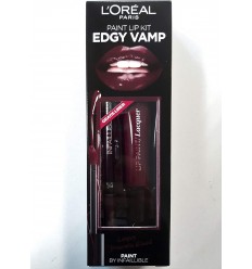 LOREAL PAINT LIP KIT EDGY VAMP 110 DRACULA BLOOD LIP LIQUID + 107 DARK RIVER LIP LINER