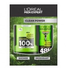 LOREAL MEN EXPERT CLEAN POWER SET GET 300 ML + DEO SPRAY 150 ML FOR MEN