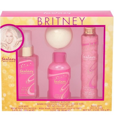 BRITNEY SPEARS FANTASY SET HAIR MIST 100 ML+ BOMBA 75 GR + GEL 95 ML+ SALES 100 GR