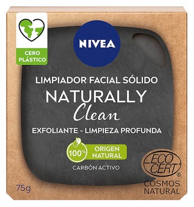 NIVEA LIMPIADOR FACIAL SÓLIDO NATURALLY CLEAN CARBÓN ACTIVO 75 GR