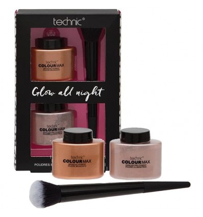 TECHNIC GLOW ALL NIGHT SET ILUMINADOR 28 g, BRONCEADOR 28 g y CEPILLO