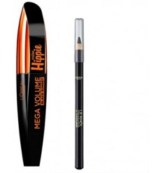 LOREAL MEGA VOLUMEN MISS HIPPIE BLACK SUNSET MÁSCARA DE PESTAÑAS 8,9 ml + LÁPIZ DE OJOS