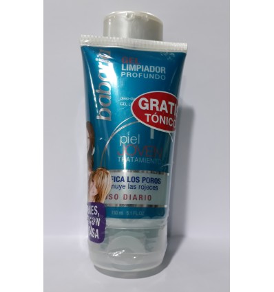 BABARIA GEL LIMPIADOR PROFUNDO DIARIO 150ML + TÓNICO ASTRINGENTE SIN ALCOHOL 200ML. PIELES JOVENES MIXTAS O CON TENDENCIA GRASA