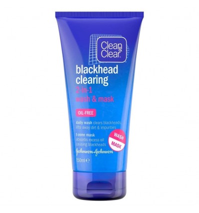 CLEAN&CLEAR BLACKHEAD CLEARING 2en1, LIMPIADOR Y MASCARILLA 150ML NO GRASO