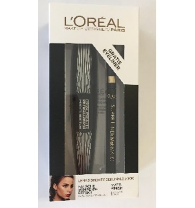 LOREAL SCHMETTERLING MIDNIGHT BLACK MASCARA 7 ML + SUPER LINER MAT-MATIC BLACK