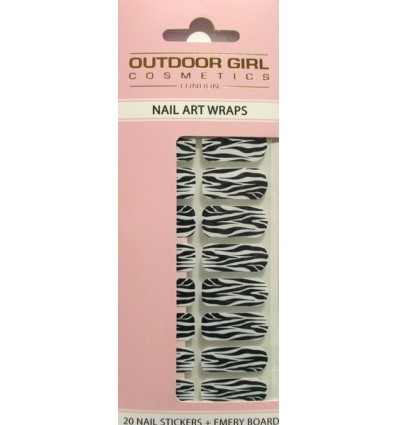 OUTDOOR GIRL NAIL ART WRAPS. Plain Zebra