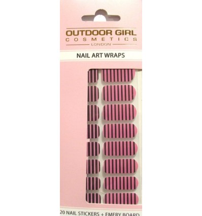 OUTDOOR GIRL NAIL ART WRAPS. Stripe Pink Mix