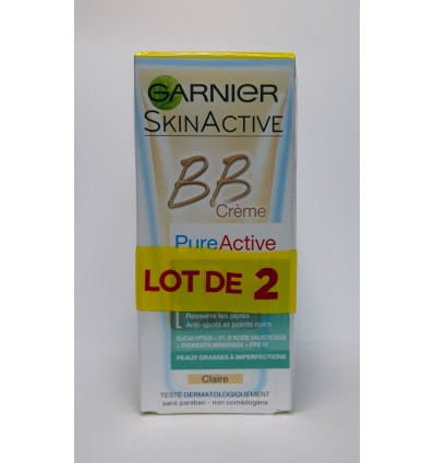 GARNIER BB CREAM PURE ACTIVE TONO CLARO LOTE DE 2