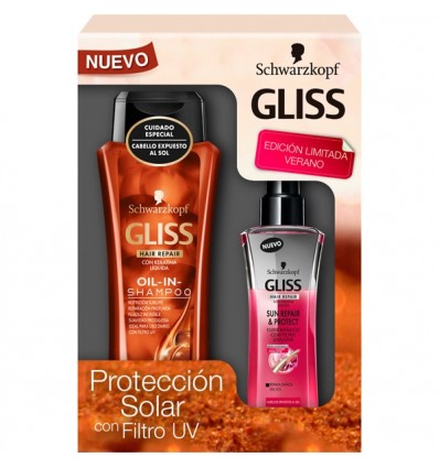 GLISS CHAMPÚ cuidado intenso 250 ml + elixir bifásico sun repair & protect spray 100 ml
