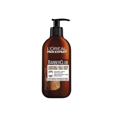 L`ORÈAL MEN BARBER CLUB 3in1 CHAMPÚ 200 ml para BARBA, cabello y rostro