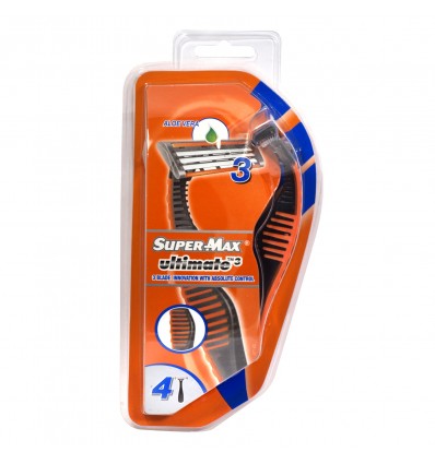 SUPERMAX ULTIMATE-3 4 MAQS DESHECH de 3 HOJAS c/ banda Aloe