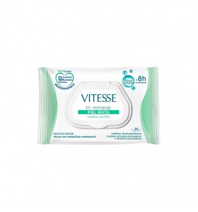 VITESSE TRI-MINERAL TOALLITAS DESMAQUILLANTES PIEL MIXTA 25 U