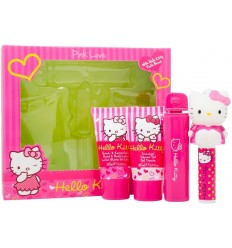 HELLO KITTY SET 4 MINIS: Gel ducha, loción cuerpo y manos, bálsamo labial y cepillo dental