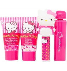 HELLO KITTY SET 4 MINIS: Gel ducha, loción cuerpo y manos, bálsamo labial y cepillo dental
