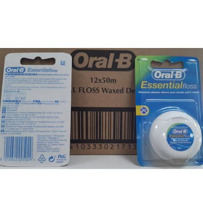 2 € / unidad ORAL B SEDA DENTAL MENTOLADA con CERA 50 m en pack de 12 u