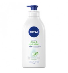 NIVEA loción corporal de ALOE 625 ml aplicador ( envase blanco ) texto en alemán