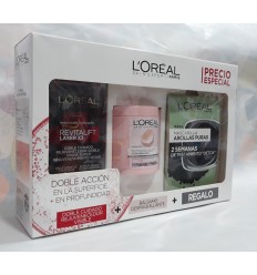 LOREAL DOBLE CUIDADO LASER X3 48ml + BALSAMO DESMAQUILLANTE + MASCARILLA ARCILLAS