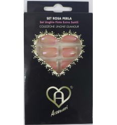 ACCESSORI SET ROSA PERLA UÑAS POSTIZAS 24 u