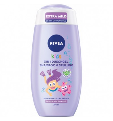 NIVEA KIDS 3 EN 1 GEL, CHAMPÚ Y ACONDICIONADOR 250 ML