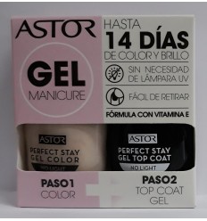 ASTOR PACK GEL MANICURE 101 PASO 1 MY LOVELY DOLL 12 ML + PASO 2 GEL TOP COAT 12 ML