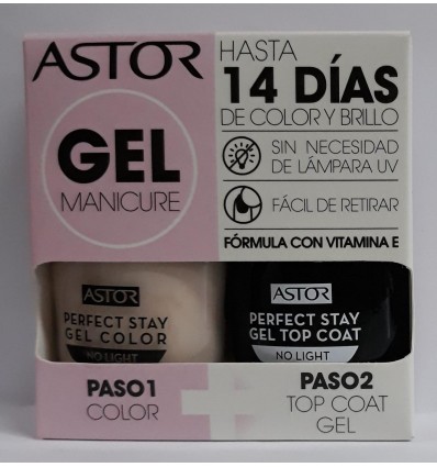 ASTOR PACK GEL MANICURE 101 PASO 1 MY LOVELY DOLL 12 ml + PASO 2 GEL TOP COAT 12 ml