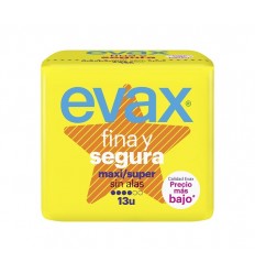 EVAX FINA Y SEGURA COMPRESA MAXI SIN ALAS 13 UNIDADES