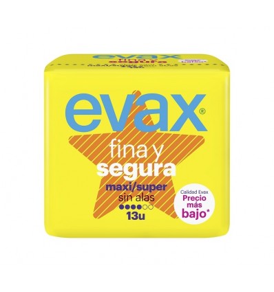 EVAX FINA Y SEGURA COMPRESA MAXI SIN ALAS 13 UNIDADES