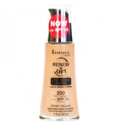 RIMMEL RENEW & LIFT FOUNDATION WITH HYALURONIC SERUM SPF 15 200 SOFT BEIGE 30 ml RIMMEL RENEW & LIFT FOUNDATION WITH HYALURONIC SERUM SPF 15 200 SOFT BEIGE 30 ml