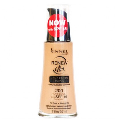 RIMMEL RENEW & LIFT FOUNDATION WITH HYALURONIC SERUM SPF 15 200 SOFT BEIGE 30 ml