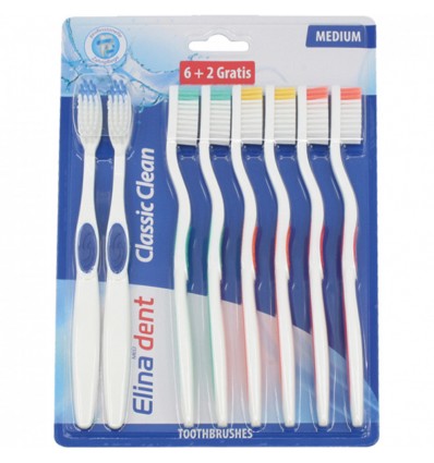 ELINA DENT CLASSIC CLEAN 6 + 2 CEPILLO DENTAL MEDIUM