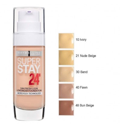 MAYBELLINE SUPER STAY 24H MAQUILLAJE 21 NUDE BEIGE 30 ml - Cosmetics & Co
