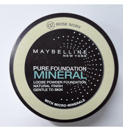 MAYBELLINE PURE FOUNDATION MINERAL LOSSE POWDER 02 ROSE IVORY 8 g