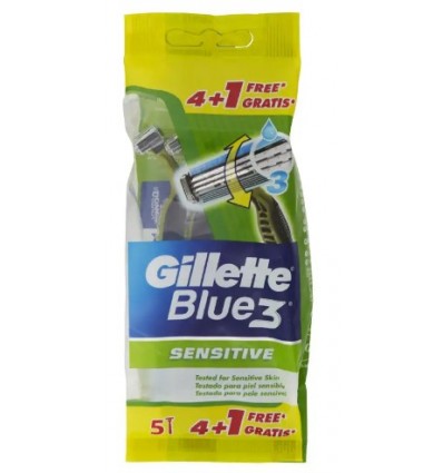 GILLETTE BLUE 3 SENSITIVE 4 + 1 UNIDAD GRATIS