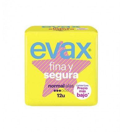 EVAX FINA Y SEGURA COMPRESA NORMAL ALAS 12 UNIDADES