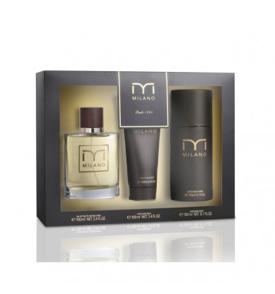 MILANO EDT 100 ml SPRAY + AFTER SHAVE BALM 100 ml + DEODORANT SPRAY 150 ml