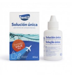 SENTI2 SOLUCIÓN ÚNICA PARA LENTES DE CONTACTO BLANDAS FORMATO VIAJE 60 ml + REGALO PORTALENTES
