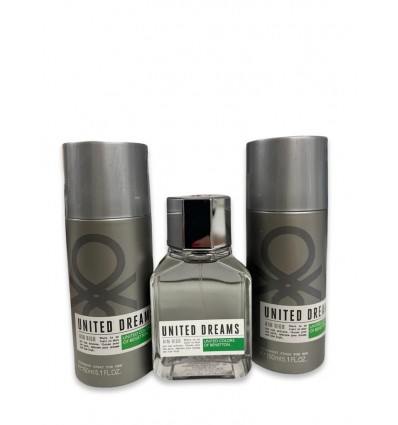 PROMO PACK 2 X BENETTON UNITED DREAMS AIM HIG DEO SPRAY FOR MEN 150 ml + PROBADOR AIM HIGH EDT 100 ml SPRAY