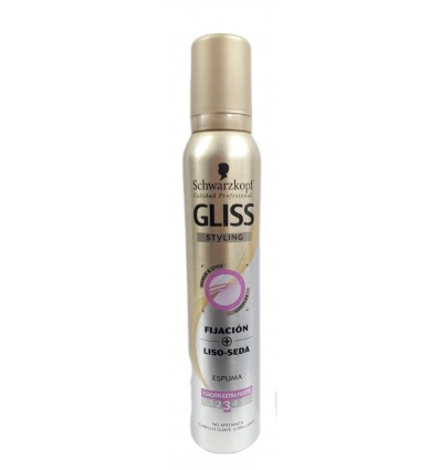 GLISS ESPUMA FIJACIÓN 3 EXTRA FUERTE LISO SEDA 200 ml