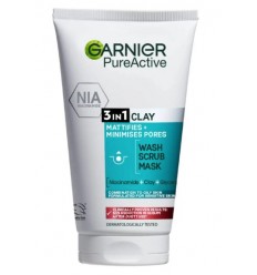 GARNIER PURE ACTIVE 3 EN 1 LIMPIADOR/ EXFOLIANTE / MASCARILLA PIELES MIXTAS CON NIACINAMIDA + ARCILLA 150 ml