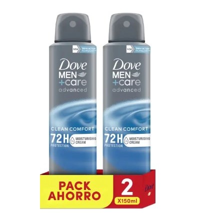 DOVE MEN CLEAN COMFORT 72H DEO SPRAY 2 X 150 ml