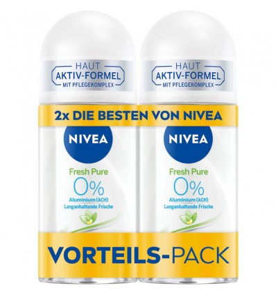 NIVEA FRESH PURE 0 % ALUMINIUM DEO ROLLON 2 X 50 ml