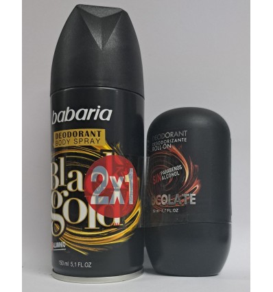 BABARIA BLACK GOLD DEO SPRAY 150 ml + BABARIA DEO ROLLON CHOCOLATE 50 ml MEN