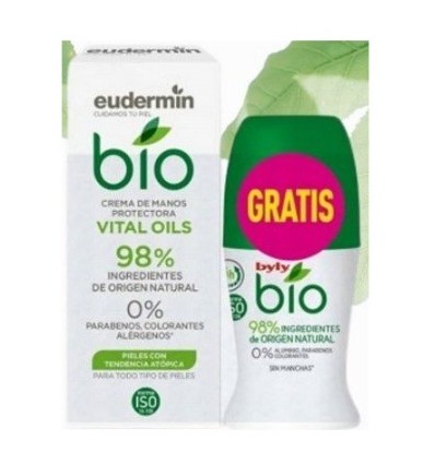 EUDERMINE BIO CREMAN DE MANOS PIEL TENDENCIA ATÓPICA 75 ml + DEO ROLLON GRATIS